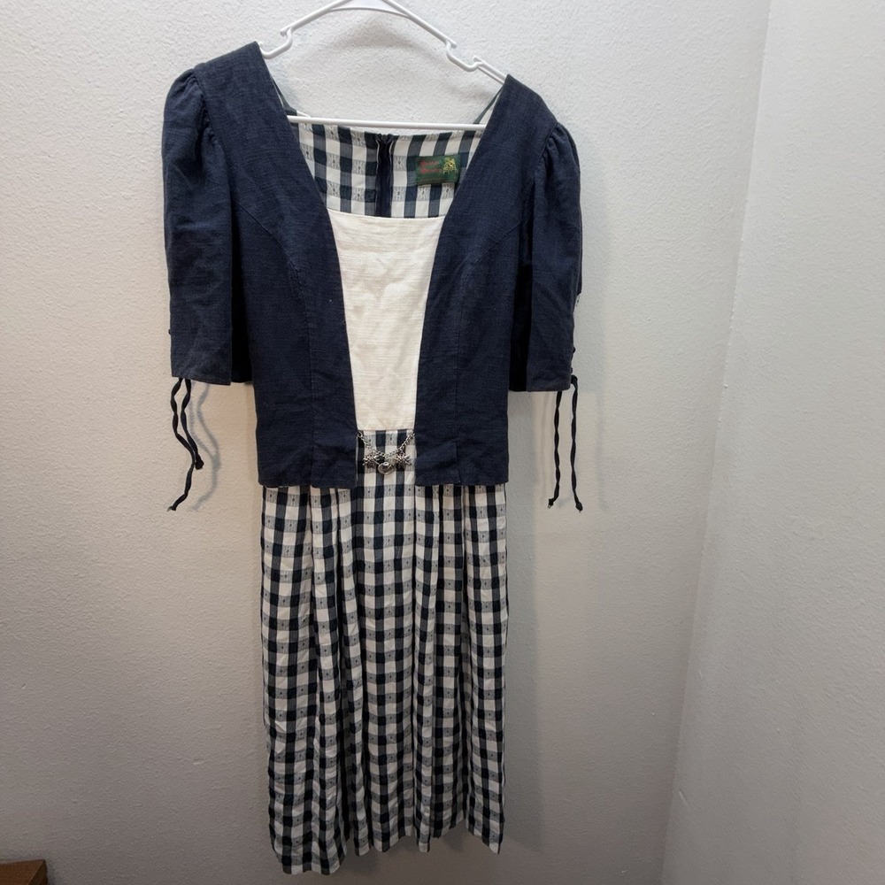 DRESS VINTAGE SCHLOSS STAUFEN TRACHTEN OKTOBERFEST DIRNDL Gingham US 6-8 EU 40